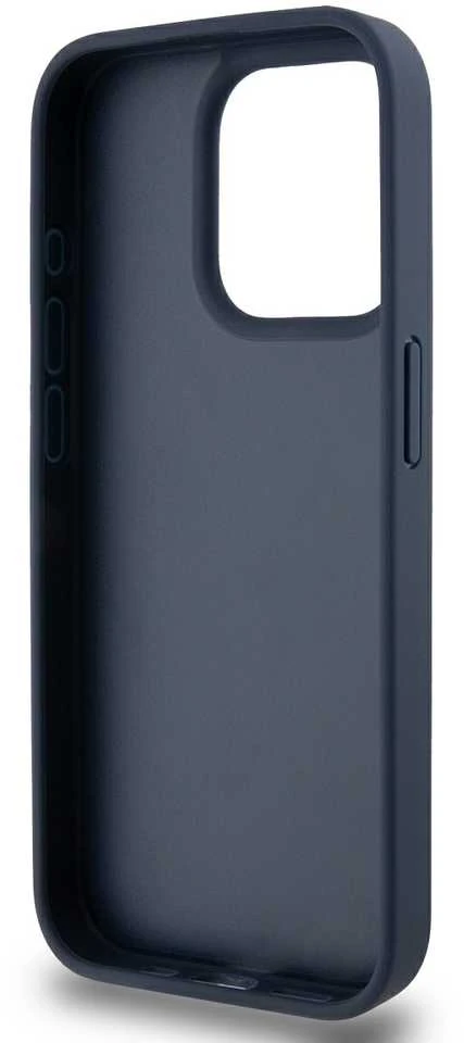DKNY PU Leather Checkered Pattern and Stripe dėklas telefonui Apple iPhone 15 Pro mėlynos spalvos