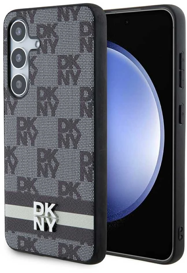 Samsung Galaxy S24 DKNY Odinis Dėklas Checkered Mono Pattern & Printed Stripes (DKHCS24SPCPTSSK) juodos spalvos