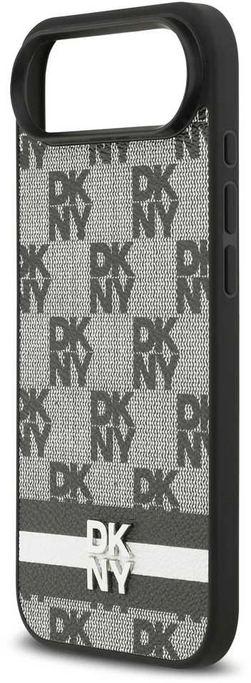 DKNY PU Leather Checkered Pattern and Stripe dėklas skirtas Apple iPhone Air juodos spalvos