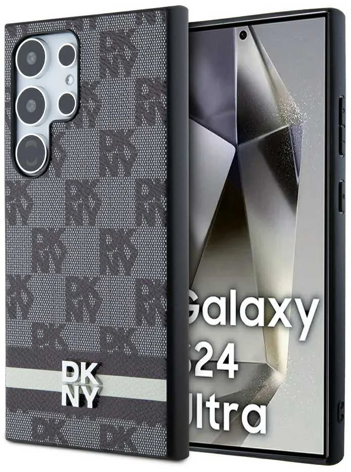 Samsung Galaxy S24 Ultra DKNY Odinis Dėklas Checkered Mono Pattern & Printed Stripes (DKHCS24LPCPTSSK) juodos spalvos