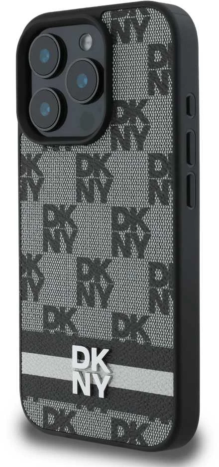 Apple iPhone 16 Pro DKNY Checkered Pattern & Printed Stripes (DKHCP16LPCPTSSK) dėklas telefonui juodos spalvos