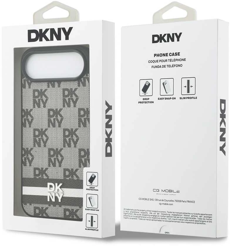 DKNY PU Leather Checkered Pattern and Stripe dėklas skirtas Apple iPhone Air juodos spalvos