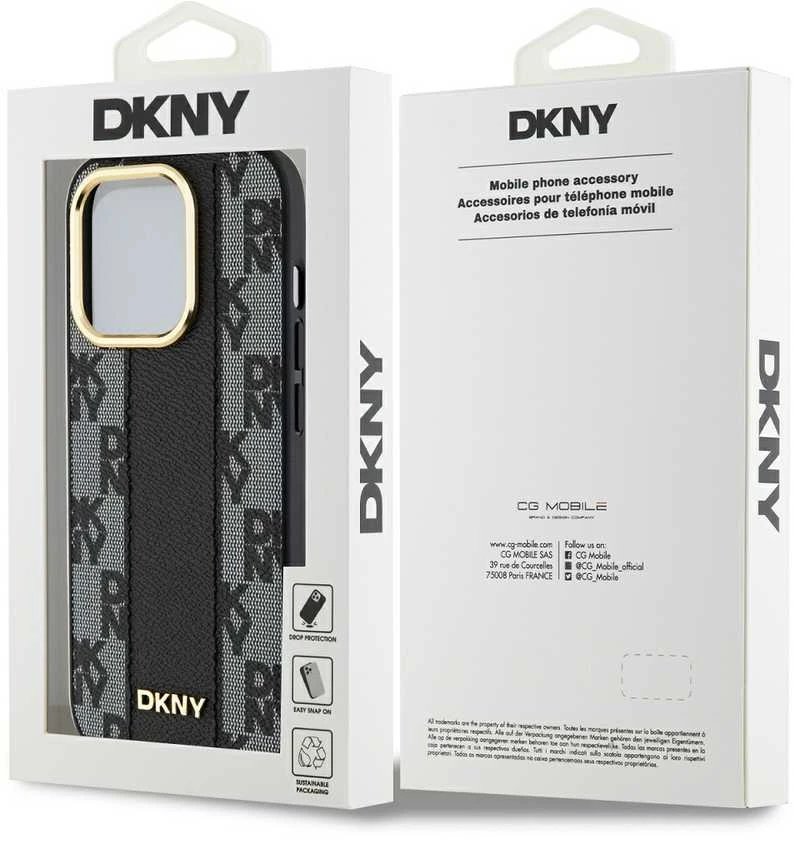 Apple iPhone 15 Pro DKNY Hardcase Leather Checkered Mono Pattern MagSafe (DKHMP15LPCPVSLK) dėklas telefonui juodos spalvos