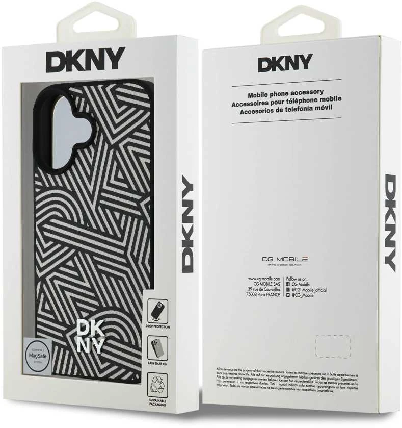 Dėklas DKNY PU odinis Crosswalk Pattern Magsafe Apple iPhone 16 Ivory