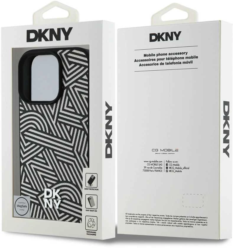 Dėklas DKNY PU odinis Crosswalk Pattern Magsafe Apple iPhone 16 Pro Ivory