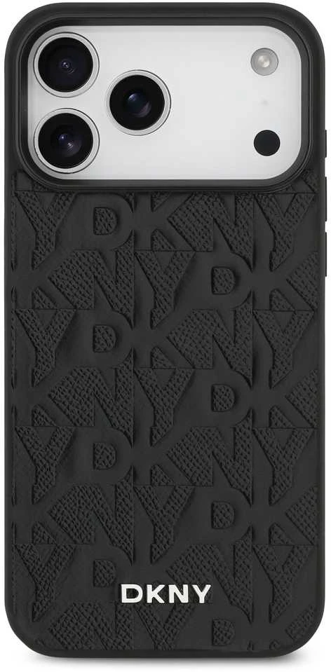 DKNY PU Leather Grid Pattern Magsafe dėklas skirtas Apple iPhone 17 Pro Max juodos spalvos