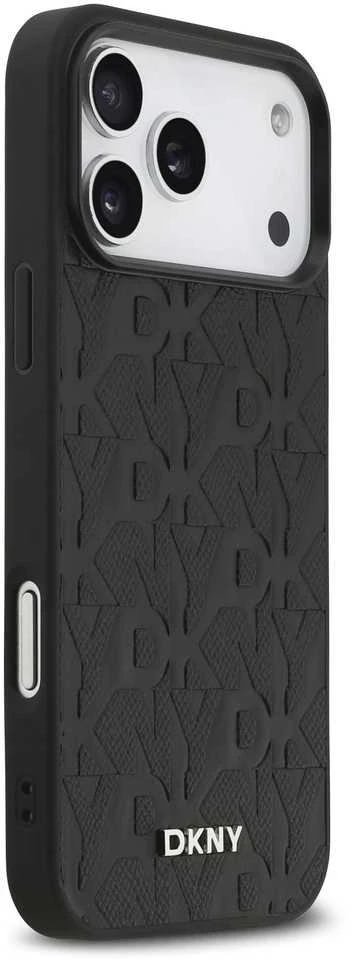 DKNY PU Leather Grid Pattern Magsafe dėklas skirtas Apple iPhone 17 Pro Max juodos spalvos