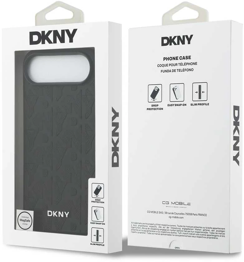 DKNY PU Leather Grid Pattern Magsafe dėklas skirtas Apple iPhone Air juodos spalvos