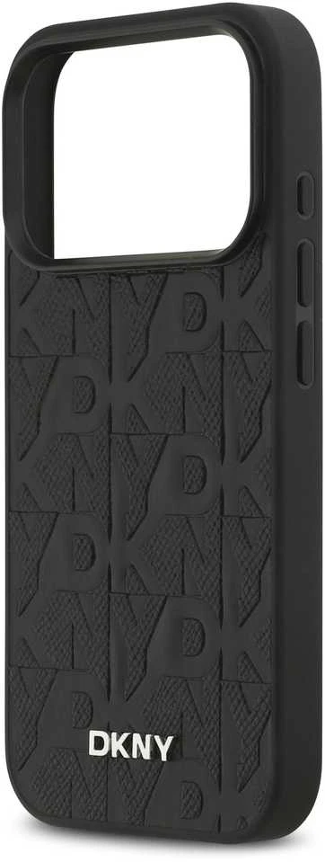 DKNY PU Leather Grid Pattern Magsafe dėklas skirtas Apple iPhone 17 Pro juodos spalvos