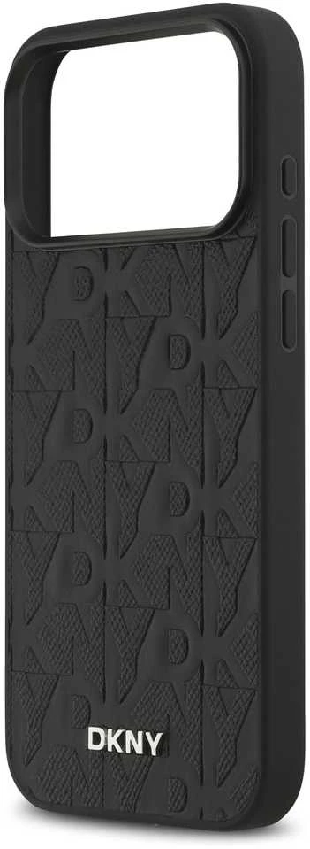 DKNY PU Leather Grid Pattern Magsafe dėklas skirtas Apple iPhone 17 Pro Max juodos spalvos