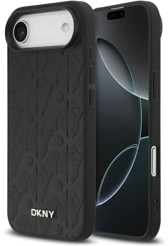 DKNY PU Leather Grid Pattern Magsafe dėklas skirtas Apple iPhone Air juodos spalvos