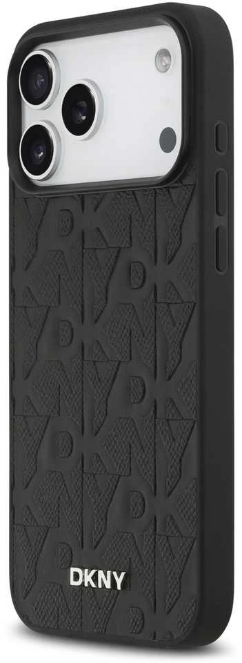 DKNY PU Leather Grid Pattern Magsafe dėklas skirtas Apple iPhone 17 Pro Max juodos spalvos