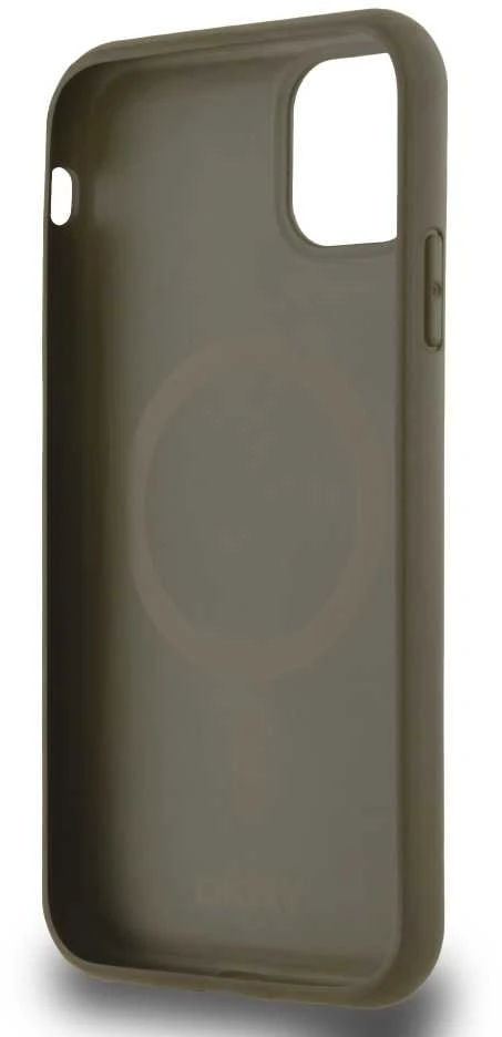 DKNY PU Leather Repeat Pattern Bottom Stripe MagSafe dėklas telefonui Apple iPhone 11 rudos spalvos