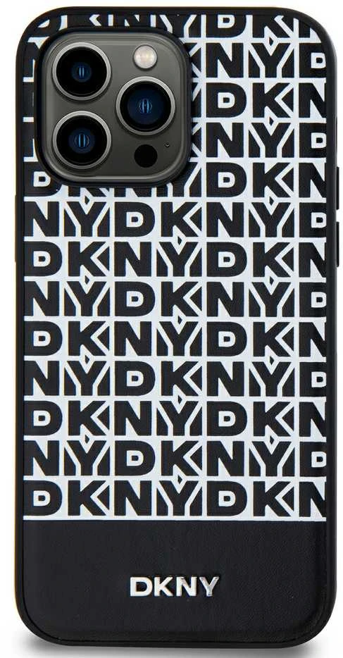 Apple iPhone 15 Pro Max DKNY odinis dėklas Printed Pattern Metal Logo MagSafe (DKHMP15XPSOSPK) juodos spalvos