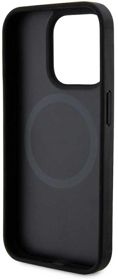 DKNY PU Leather Repeat Pattern Bottom Stripe MagSafe dėklas telefonui Apple iPhone 14 Pro Max juodos spalvos
