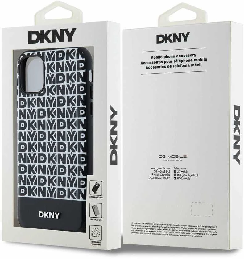 DKNY PU Leather Repeat Pattern Bottom Stripe MagSafe dėklas telefonui Apple iPhone 11 juodos spalvos