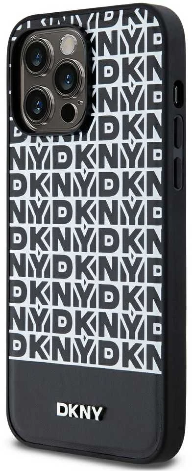 Apple iPhone 15 Pro Max DKNY odinis dėklas Printed Pattern Metal Logo MagSafe (DKHMP15XPSOSPK) juodos spalvos