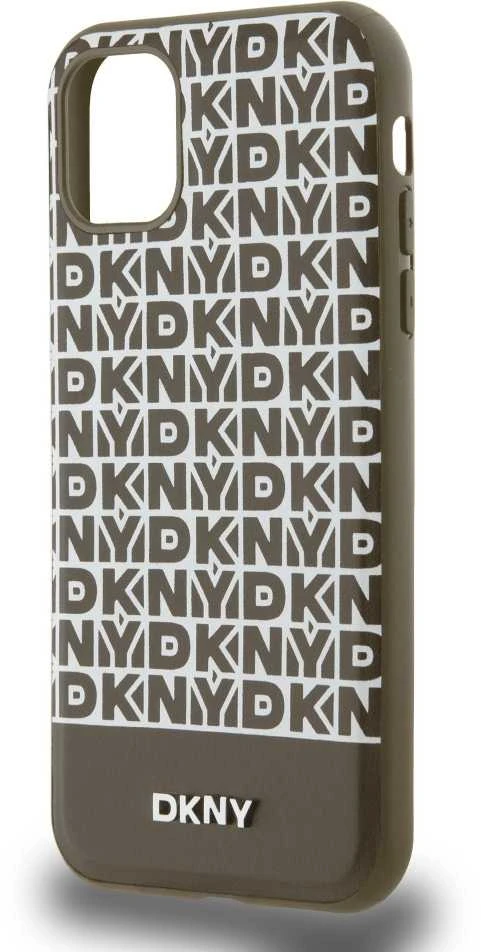 DKNY PU Leather Repeat Pattern Bottom Stripe MagSafe dėklas telefonui Apple iPhone 11 rudos spalvos