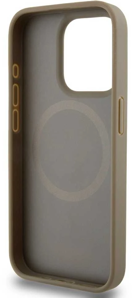 DKNY PU Leather Repeat Pattern Bottom Stripe MagSafe dėklas telefonui Apple iPhone 14 Pro Max rudos spalvos