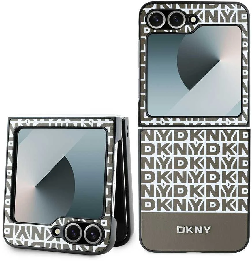DKNY PU Leather Repeat Pattern Bottom Stripe Samsung Galaxy Z Flip6 dėklas telefonui rudos spalvos