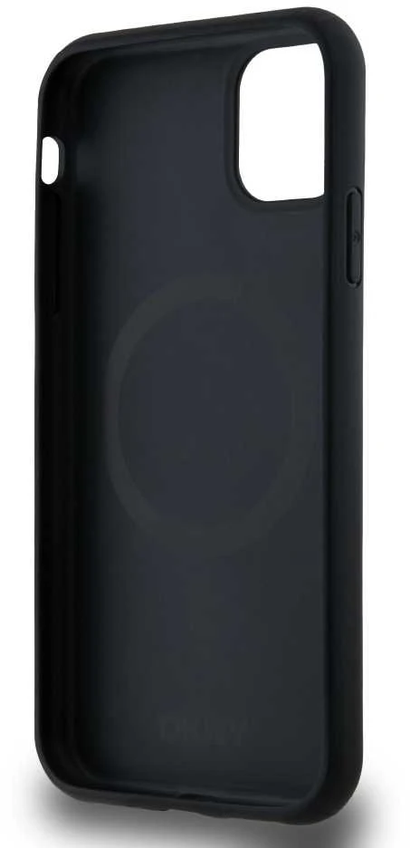 DKNY PU Leather Repeat Pattern Bottom Stripe MagSafe dėklas telefonui Apple iPhone 11 juodos spalvos