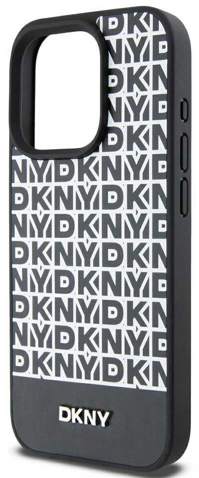 Apple iPhone 15 Pro DKNY odinis dėklas Printed Pattern Metal Logo MagSafe (DKHMP15LPSOSPK) juodos spalvos