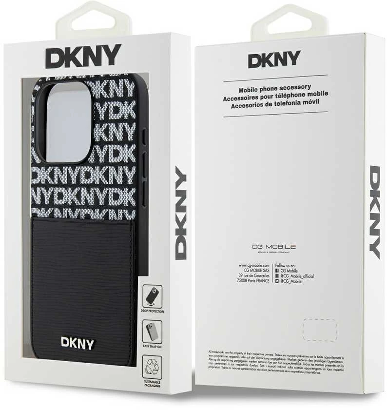 DKNY PU Leather Repeat Pattern Card Pocket dėklas telefonui Apple iPhone 15 Pro Max juodos spalvos