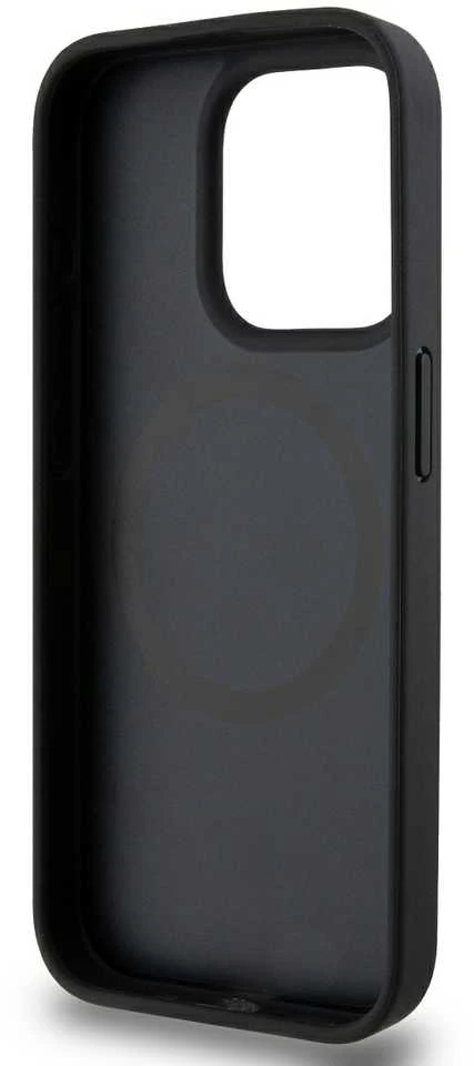 Apple iPhone 14 Pro Max DKNY odinis dėklas Monogram Pattern Metal Logo MagSafe (DKHMP14XPSHRPSK) juodos spalvos