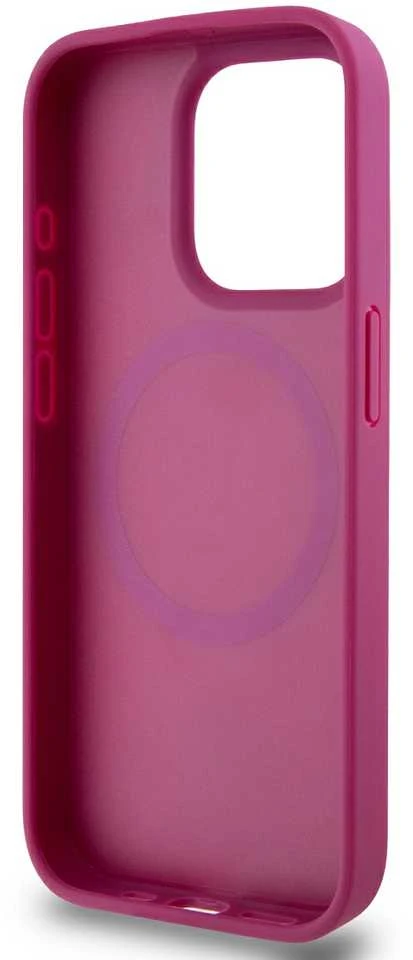 Apple iPhone 15 Pro Max DKNY odinis dėklas Monogram Pattern Metal Logo MagSafe (DKHMP15XPSHRPSP) rožinės spalvos