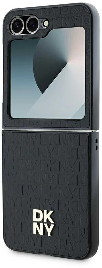 Dėklas DKNY DKHCZF6PSHRPSK Z Flip6 F741 juodos spalvos Repeat Pattern Stack Logo