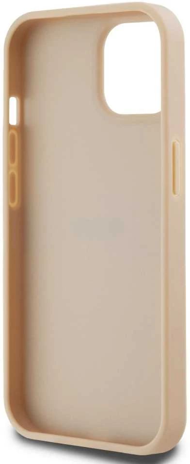 DKNY DKHCP15SPRTHSLP Apple iPhone 15 14 13 6.1 inch rožinės spalvos kietas dėklas Leather Mono Stripe & Metal Logo