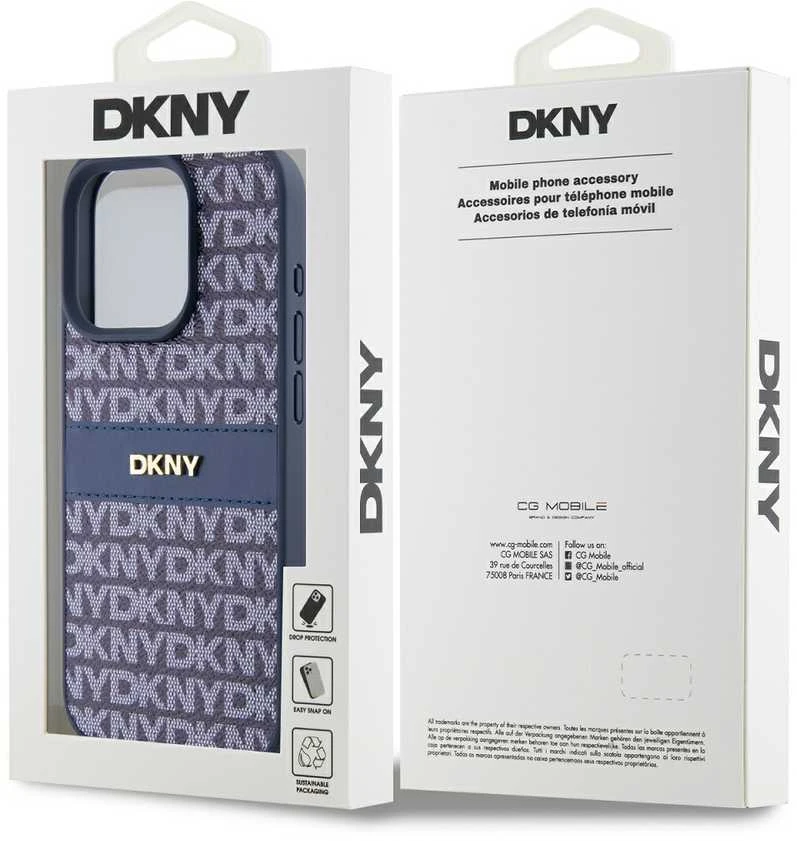 Apple iPhone 15 Pro DKNY odinis dėklas Mono Stripe & Metal Logo (DKHCP15LPRTHSLB) mėlynos spalvos