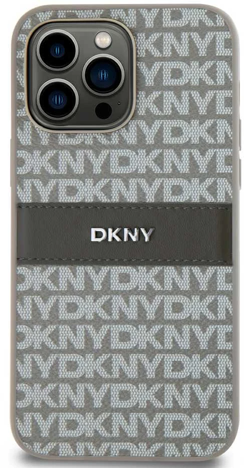 Apple iPhone 15 Pro Max DKNY dėklas odinis Mono Stripe & Metal Logo (DKHCP15XPRTHSLE) beige