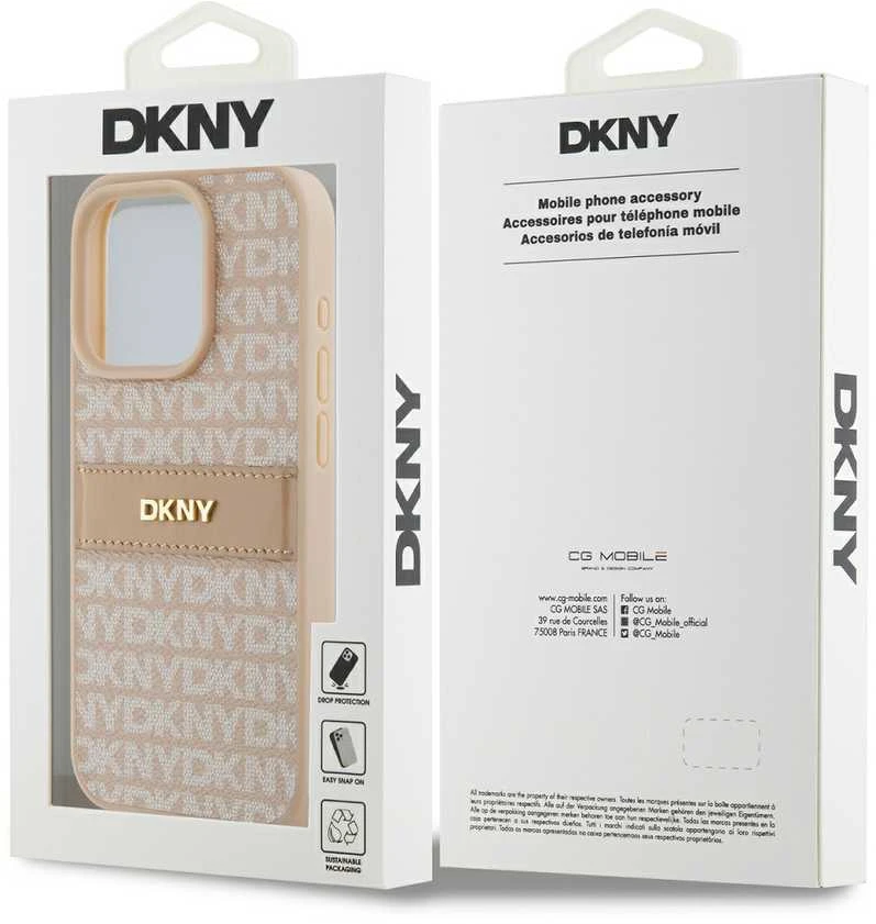 Apple iPhone 14 Pro Max DKNY odinis dėklas Mono Stripe & Metal Logo (DKHCP14XPRTHSLP) rožinės spalvos