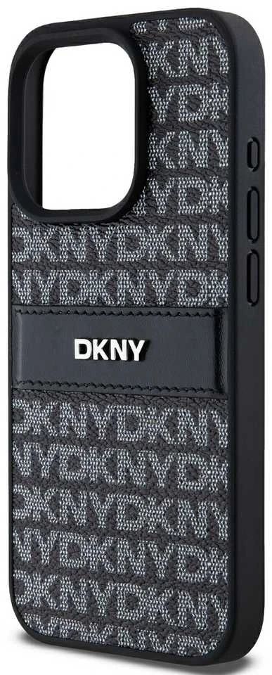 Apple iPhone 15 Pro DKNY odinis dėklas Mono Stripe & Metal Logo (DKHCP15LPRTHSLK) juodos spalvos