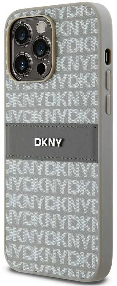 Apple iPhone 15 Pro Max DKNY dėklas odinis Mono Stripe & Metal Logo (DKHCP15XPRTHSLE) beige