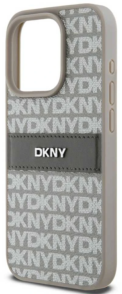 Apple iPhone 15 Pro Max DKNY dėklas odinis Mono Stripe & Metal Logo (DKHCP15XPRTHSLE) beige