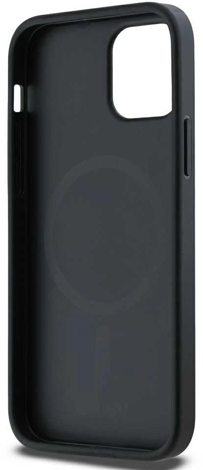 DKNY PU Leather Sidabrinis Metal Logo Magsafe dėklas telefonui Apple iPhone 12/12 Pro pilkos spalvos