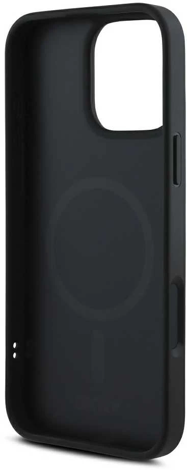 DKNY PU Leather Sidabrinis Metal Logo Magsafe Apple iPhone 16 Pro dėklas jūsų telefonui juodos spalvos