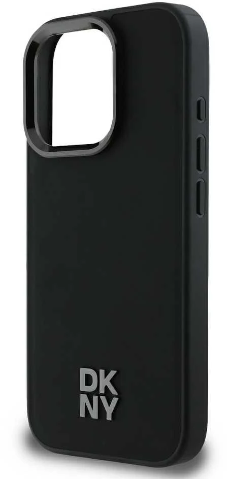 DKNY PU Leather Stack Logo Magsafe Apple iPhone 16 Pro dėklas telefonui juodos spalvos