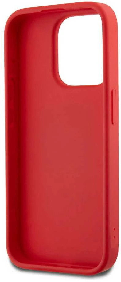 DKNY PU Leather Stack Logo Wrist Strap dėklas telefonui Apple iPhone 15 Pro raudonos spalvos