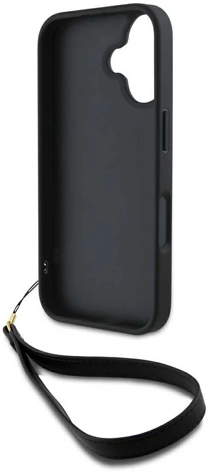 DKNY DKHCP16SPBSWSK Apple iPhone 16 6.1" dėklas telefonui juodos spalvos Wrist Strap Stock Logo
