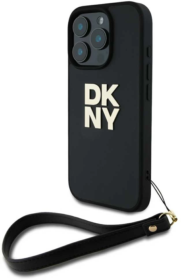 DKNY DKHCP16XPBSWSK Apple iPhone 16 Pro Max 6.9" dėklas telefonui juodos spalvos Wrist Strap Stock Logo
