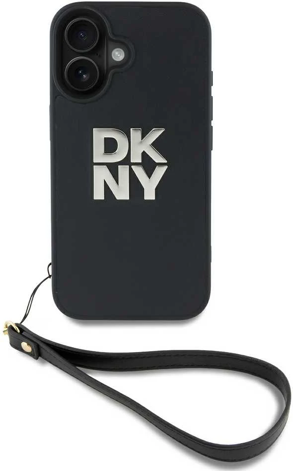 DKNY DKHCP16SPBSWSK Apple iPhone 16 6.1" dėklas telefonui juodos spalvos Wrist Strap Stock Logo