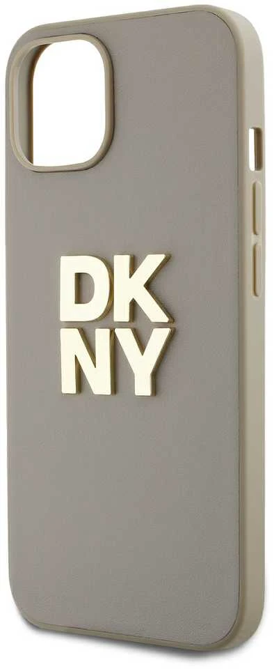 DKNY DKHCP15SPBSWSE Apple iPhone 15 / 14 / 13 6.1" smėlio spalvos kietas dėklas su riešo dirželiu ir gamykliniu logotipu