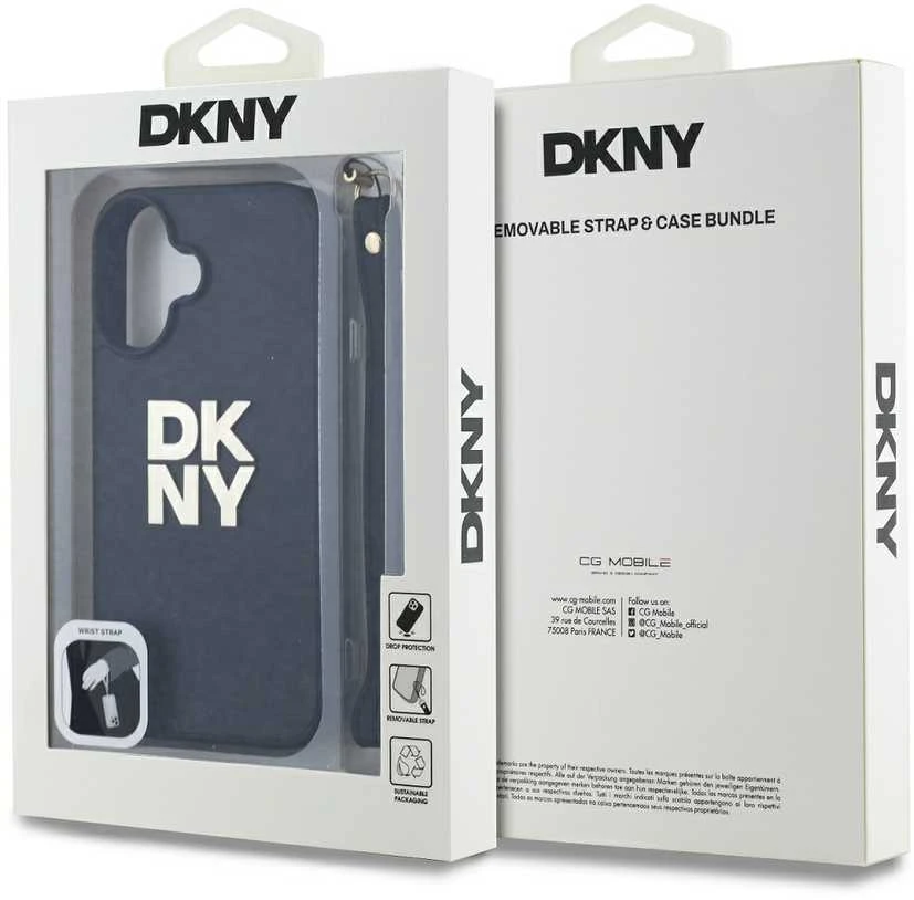 DKNY DKHCP16SPBSWSK Apple iPhone 16 6.1" dėklas telefonui juodos spalvos Wrist Strap Stock Logo