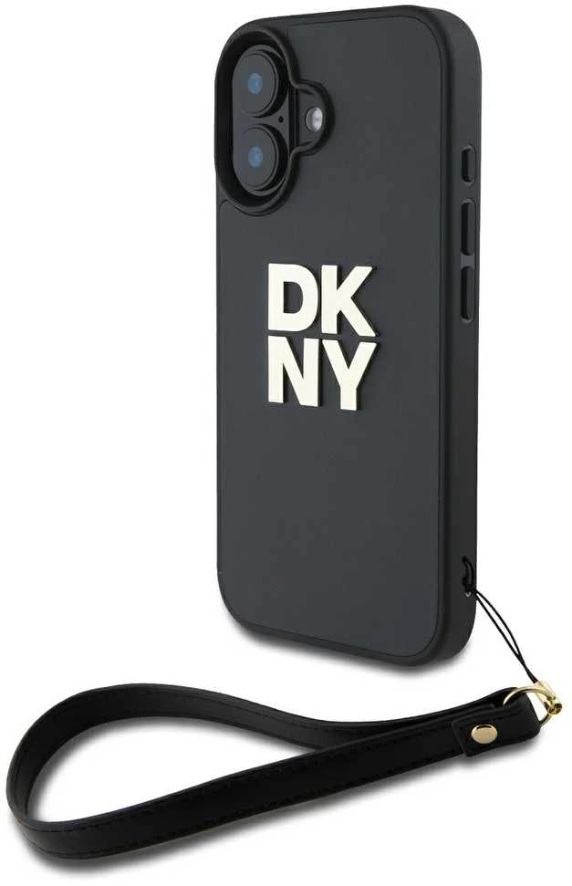 DKNY DKHCP16SPBSWSK Apple iPhone 16 6.1" dėklas telefonui juodos spalvos Wrist Strap Stock Logo