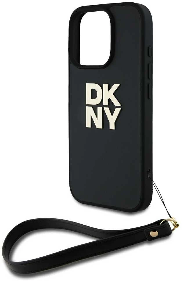 DKNY DKHCP16LPBSWSK Apple iPhone 16 Pro 6.3" dėklas telefonui juodos spalvos Wrist Strap Stock Logo