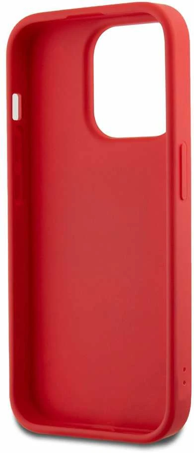 DKNY PU Leather Stack Logo Wrist Strap dėklas telefonui Apple iPhone 14 Pro raudonos spalvos