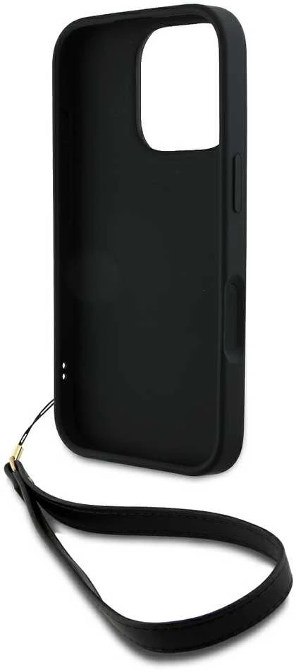 DKNY DKHCP16XPBSWSK Apple iPhone 16 Pro Max 6.9" dėklas telefonui juodos spalvos Wrist Strap Stock Logo
